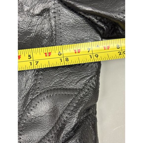 Navarre Leather Company Patchwork Piecework Coat Jacket Womens L Black Belted - Picture 10 of 16